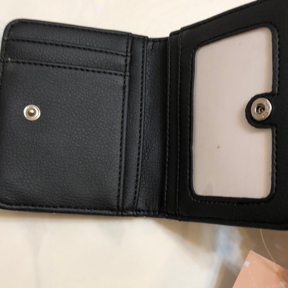 Betsey Johnson Luv Betsey Snap Card Wallet Black & Nude White Stitched Heart NWT - Picture 10 of 16